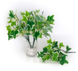 7 Head White Green Ivy Leaves Bush