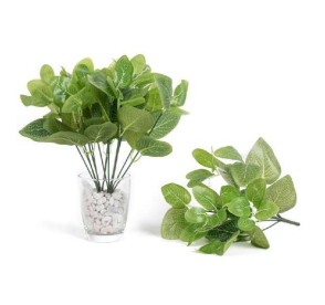 7 Head Variegated Green Leaves Bush