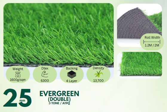 25mm Evergreen Double Artificial Grass