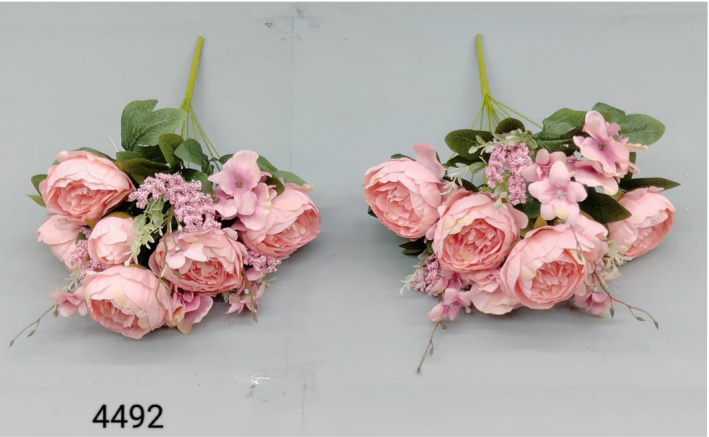 11 Head Pink Camelia Rose Bunch