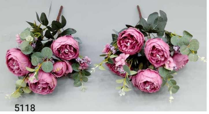 11 Head Winter Camelia Rose Bunch in Hot Pink
