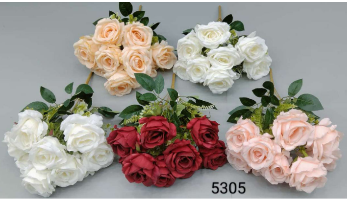 9 Head Natural Rose Bunch