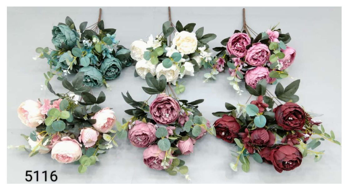 13 Head Warm Winter Camellia Rose Bunch