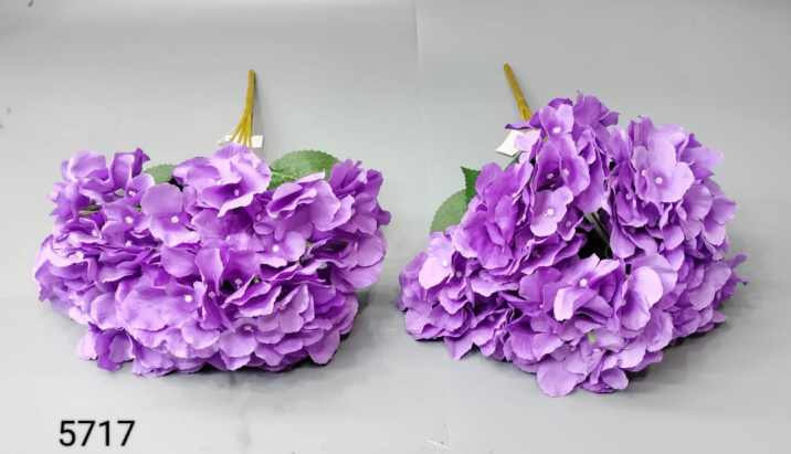 Deluxe 5 Head Dark Purple Hydrangea Bunch