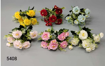 6 HEAD CAMELIA ROSE BUNCH WITH TINY BUDS