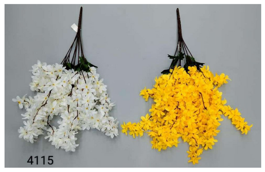 7 Head Yellow White Star Lily Flower Bunch