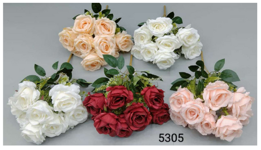 9 Head Natural Rose Bunch