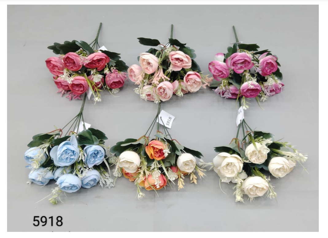 7 Head Open Camelia Rose Bunch