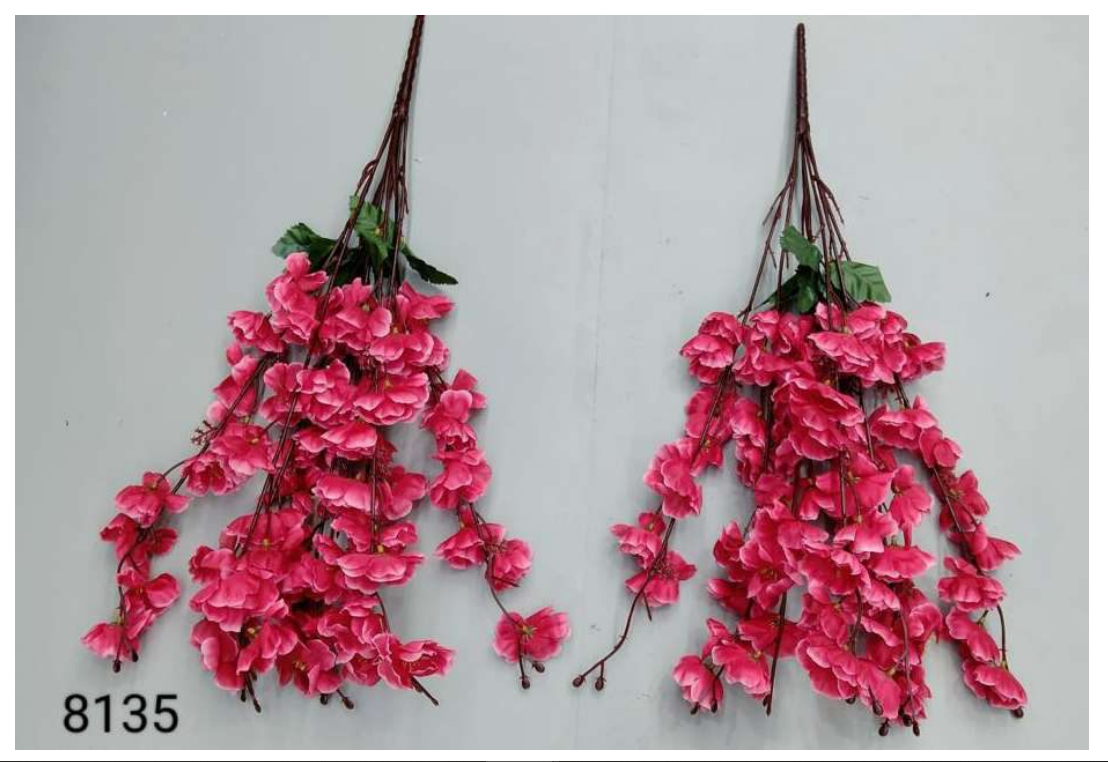 7 Head Dark Pink Cherry Blossom Bunch